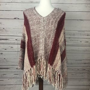 ❌SOLD❌ OLIVACEOUS Red & White Poncho